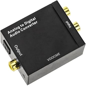 Analog To Digital Audio Converter, RCA Analog to Digital Optical Toslink Coaxial 3.5mm Jack Input Audio Converter Adapter with Optical Cable. Black (VC-A2DSM)