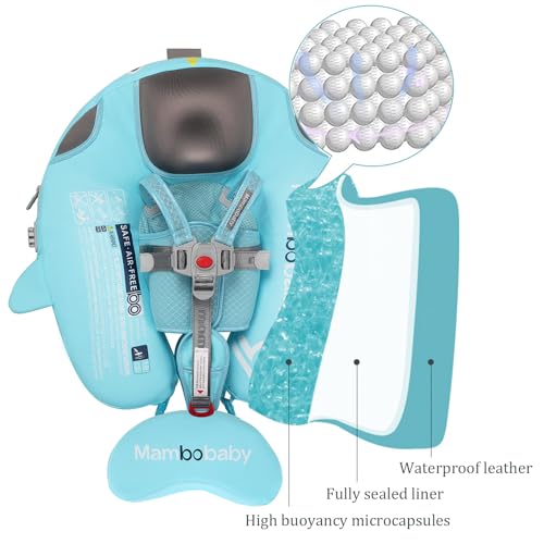 Image of Non-Inflatable Mambobaby Float with Canopy, UV-Protective Baby Swimming Float with Safety Buckle, Anti-Flip Tail Swim Trainer Infant Pool Floats (O04NGreen-O04NGCTRURBKMH01O04)