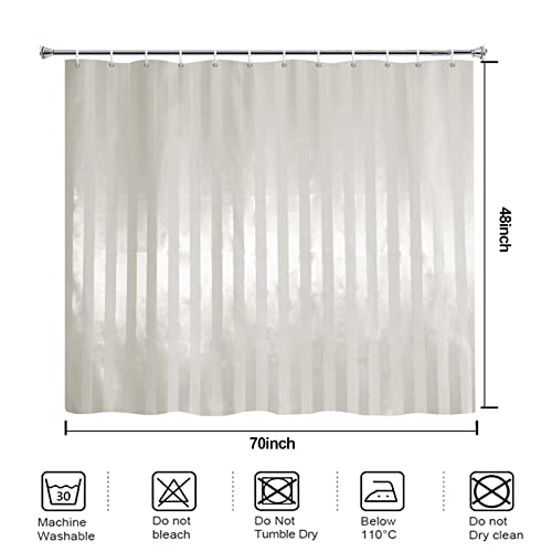 Yisure Short Shower Curtain For Step In Tub 48 Inch Length, Cream Satin Stripe Texture Small Curtain For Bathtub Shower Tub, Fabric Shower Curtain With 12 Pack Hooks, 70X48‘’ #TOP1