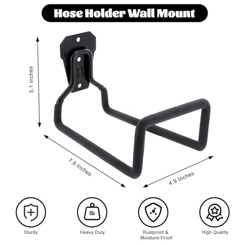 Image of 2 Pack Garden Hose Holder Wall Mounted, Heavy Duty Metal Water Hose Hanger