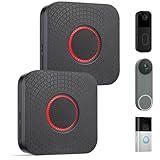 Smart Wireless Doorbell Chime - Compatible with Blink & Ring & Google Nest Video Doorbell, No Wiring Needed, Easy Setup, 2 Pack, Black