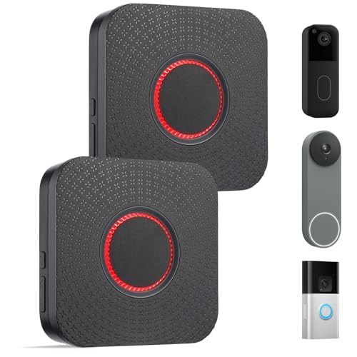 Smart Wireless Doorbell Chime - Compatible with Blink & Ring & Google Nest Video Doorbell, No Wiring Needed, Easy Setup, 2 Pack, Black