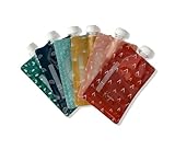 Picture of Reusable Baby Food Pouches Storage | Snacks | Purees, Apple Sauces, Smoothies | 6 Pack BPA-Free Plastic Refillable Squeeze Pouch | 5oz | Double Lock Zipper | Toddler Boho