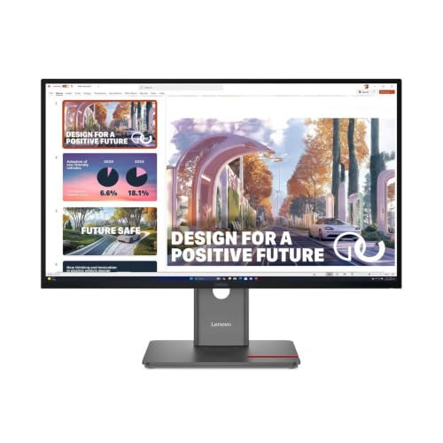 Image of Lenovo ThinkVision P27QD-40 27 inch Class WQHD LED Monitor - 16:9 - Raven Black