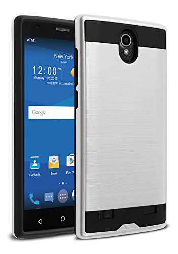 ZTE ZMAX 2 Case, Kaesar [Slim Fit] [Shock Absorption] [Impact Resistant] [Heavy Duty] Brushed Metal Texture Hybrid Dual Layer Slim Protector Case Cover for ZTE ZMAX 2 - Silver