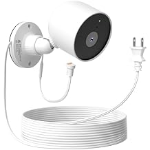 25ft Power Cord with Adjustable Wall Mount for Nest Cam Outdoor or Indoor, Battery - 2nd; Weatherproof Outdoor Nest Camera Power Cord, Google Nest Camera Charging Cable with One-Piece Molding Adapter