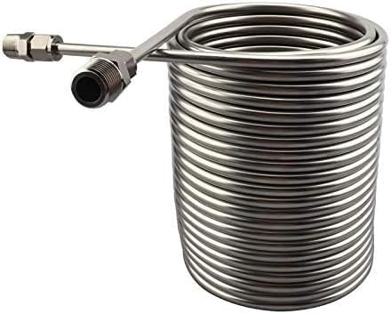 Heat Exchanger Coil, Stainless Steel Immersion Wort Chiller, 1/2" & 3/8" Port Spiral Tube Coil, Beer/Wine Cooler for Homebrew