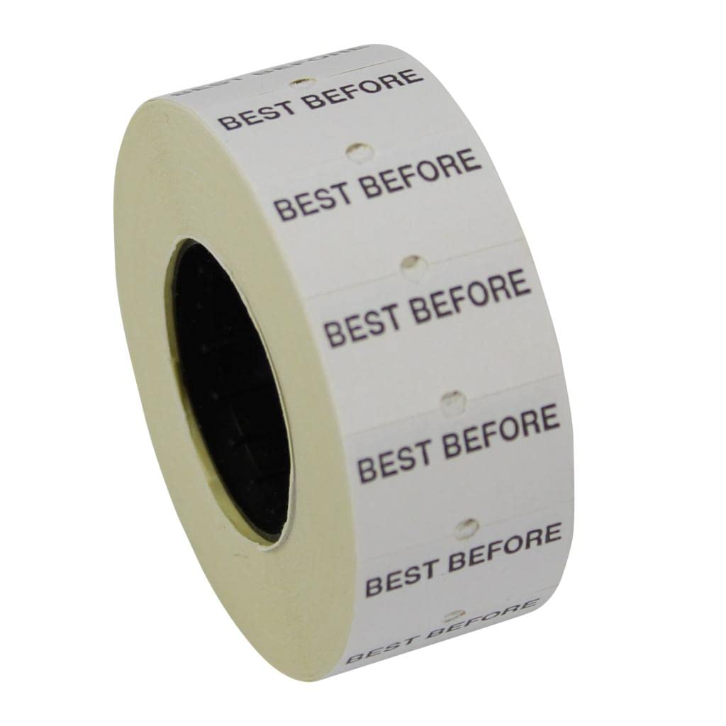 Gato CT1 22mm x 12mm Price Gun Labels White Pre Printed Best Before 50 Rolls 50,000 Labels