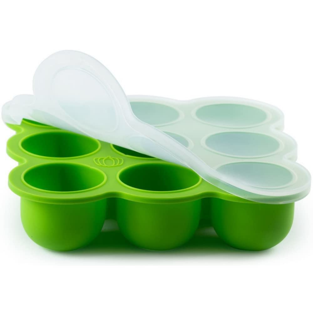 PIQIUQIU Contenitore per Alimenti 9 cavità in Silicone, Vassoio per Alimenti Surgelati Congelatore (Verde 75ml)