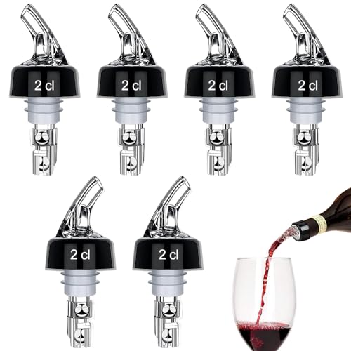 mizikuu 6 Piezas Vertedor para Botellas, 2cl boquillas de Vino de Plastico Medido Caño Automático de Botellas Dispensador Licor Prueba de Fugas Wine Bottle Pourers para Vino, Cóctel, EspírituCónico