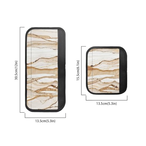 Image of Fridge Door Handle Covers Set of 6 Kitchen Appliance Decor Handles Glove Anti-Slip Protectors Washable Fabric Refrigerator Decor Accessories, Beige Gold Marble