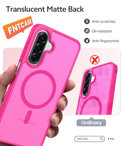 Image of FNTCASE for Galaxy A17 /A16 5G Phone Case: for Samsung A17 Cases [Compatible with Magsafe] [Screen Protector] Matte Translucent Military Grade Protection for Samsung A 17 & A 16 4G Cover - Hot Pink