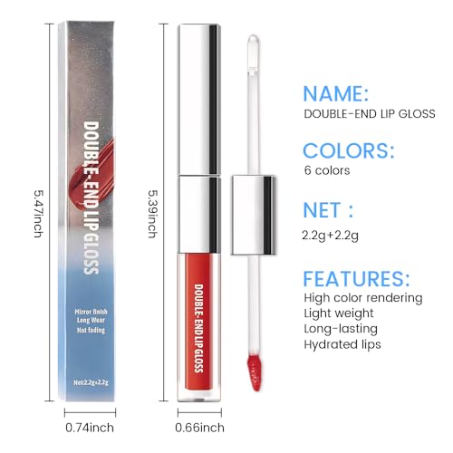 Image of 2-in-1 Matte Liquid Lipstick & Clear Lip Gloss, Long Lasting Waterproof Smudge Proof 24 Hour Lip Color Stain, Non Stick & Non Fading, Vegan Matte Makeup Lip Stain for Women, Classic Red #06
