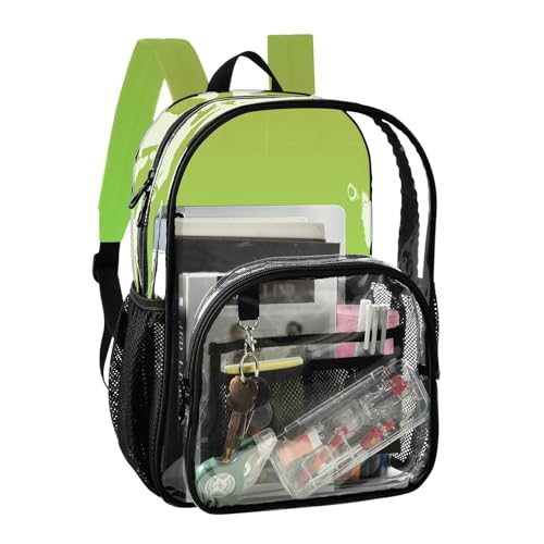 Clear Backpack Women Cute Avocado Green Fresh Leaves Gradient Boys Backpacks for Girls See through Approved Bag2