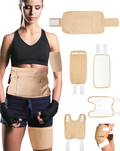 Castor Oil Pack Wrap, Reusable Organic Castor Oil Pack Kit for Waist Knee Leg Arm, Adjustable Castor Oil Compress Pads for Liver Detox Insomnia Constipation and Inflammation