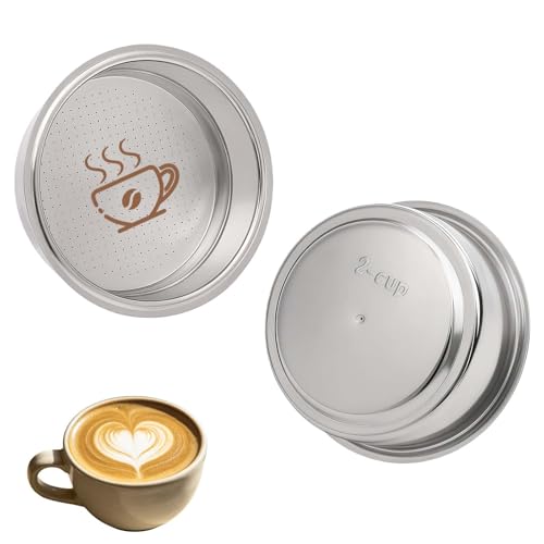 2 Piezas Filtro de Café 51mm Acero Inoxidable, Cesta Presurizada Doble Capa para Espresso de 1 y 2 Tazas, Compatible con CafeterasUfesa, Cecotec y Breville