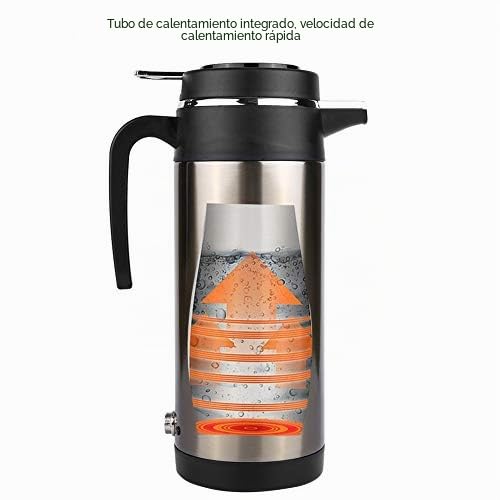 KIMISS Termo eléctrico para coche 1000ML, 12V, acero inoxidable, calentador de agua portátil, ideal para viajes, rápido y seguro