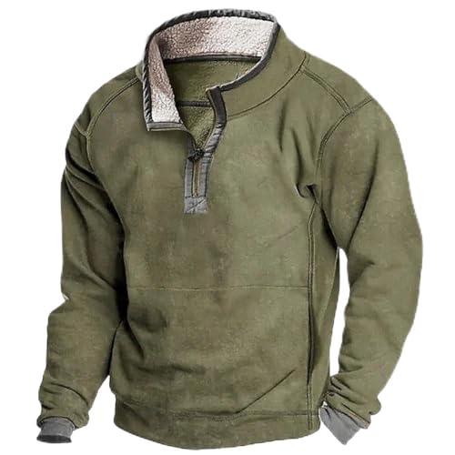 Men Western Aztec Pullover Sweatshirts Quarter Zip Jacket Tops Fleece Lined Fashion Solid Color Sweatshirt Warm Shirts