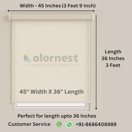 Image of 100% Blackout Roller Blinds for Windows 45 Inch W X 36 Inch L Roll-Up Shades Sun UV Protection for Home & Office, Linen| Heavy Duty in 38 MM Pole