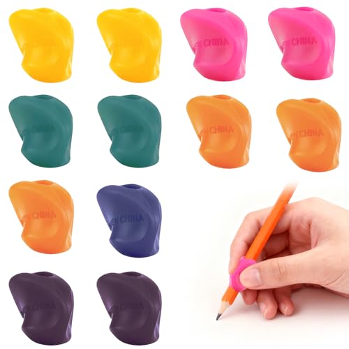 12-Pack Pencil Grippers, Ergonomic Writing Aid,Ergonomic Pen Holder for Righties & Lefties,Colorful Grippers - Inner-Card Style,Exquisite and Compact,Scientific Posture Correction