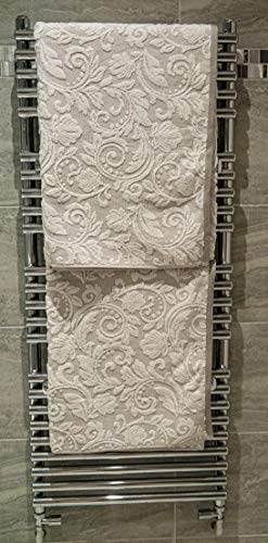 Lex's Linens Confezione da 2 lenzuola da bagno in jacquard con motivo floreale, colore: beige fumé - Image 3