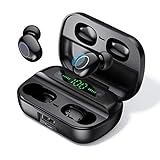True Wireless Earbuds Bluetooth in-Ear Headphones with Microphone, Noise Cancelling Earphones Charging Case with Digital Power Display, IPX6 Waterproof Stereo Ear Buds for Android/iPhone