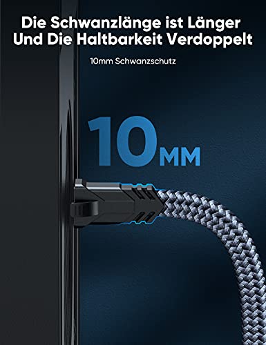 SNOWKIDS Cat 8 Netzwerkkabel 5m Grau, 40Gbps 2000MHz Flach LAN Kabel – Ansicht 5