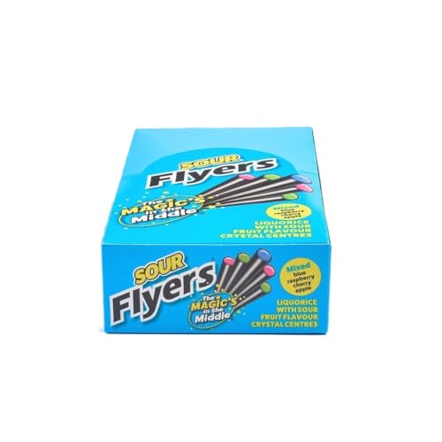 Flyers Giant Sour Liquorice Sticks Carton - 40 Sticks | Extra Tangy & Sour Sweets | Bulk Pack for Parties & Snacking