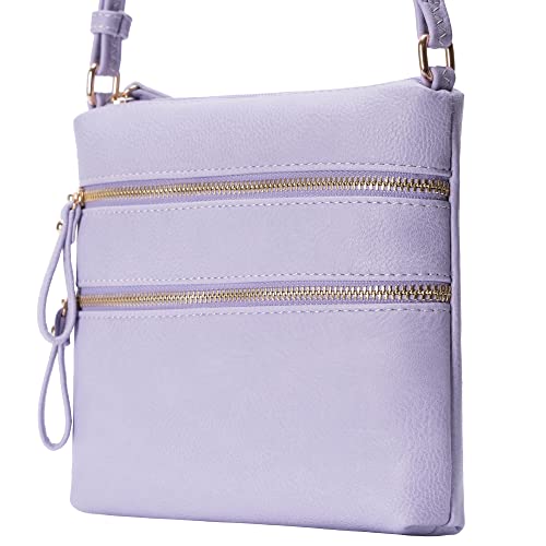 Image of Solene Small Multi Zipper Pocket Crossbody Bag with Adjustable Strap, Lightweight Travel Purse, Daily Small Messenger Pouch
