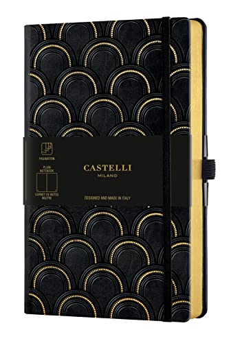 Castelli Milano - Cuaderno Cuarto Liso Copper&Amp;Gold Art Deco Gold En Oferta Castelli Milano Cobre &Amp; Gold Art Deco - Cuaderno (13 X 21 Cm), Color Negro