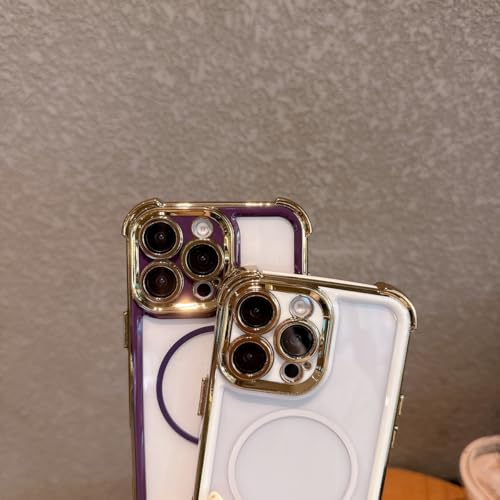 Coque magnetique antichoc iPhone 15 Pro electroplate bicolore rose - 5