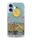 Fisgerod Trippy Psychedelic Aesthetic Tarot Card Phone Case for iPhone 17, Tarot Moon Phone Cover, Trendy TPU Bumper Case
