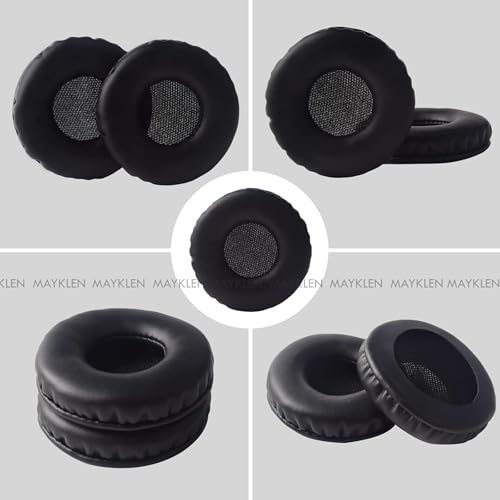Image of Mayklen Headphone Cushion Pads Compatible with JBL Infinity Glide 500 & 700 Extra Bass Ear Cushion Replacement Pads Protein Leather, High-Density Memory Foam Earpad Cushions - Black 70mm
