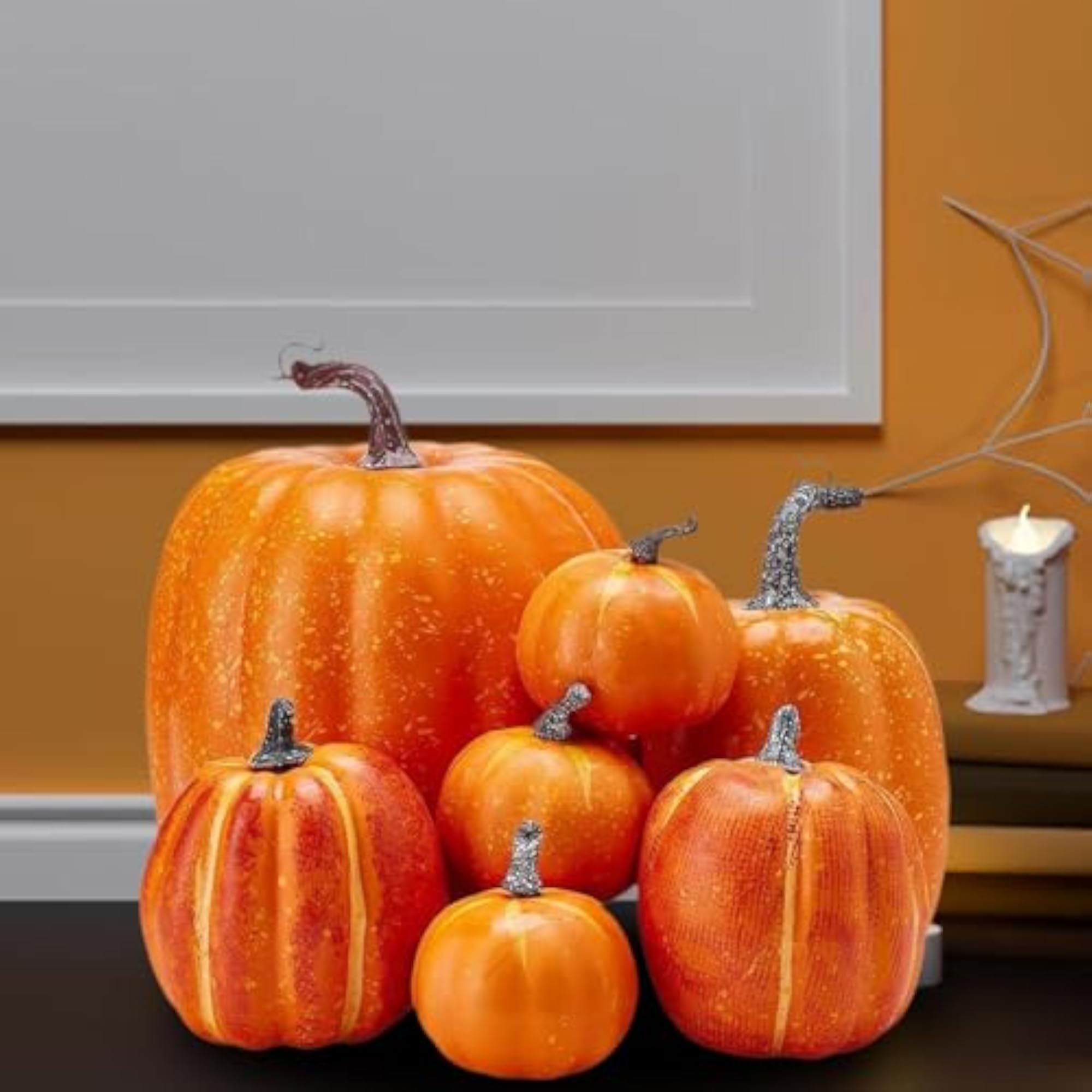 7 Pieces Artificial Pumpkins Decorative for Holiday