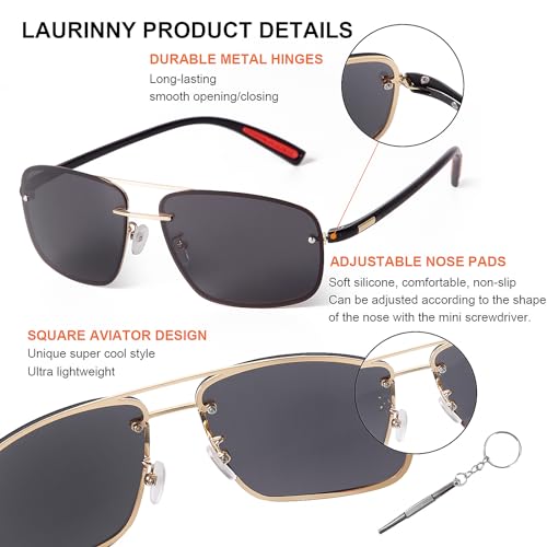 Image of Ultra Lightweight Polarized Square Aviator Sunglasses for Men Women Trendy Fashion Double Bridge Pilot Sun Glasses