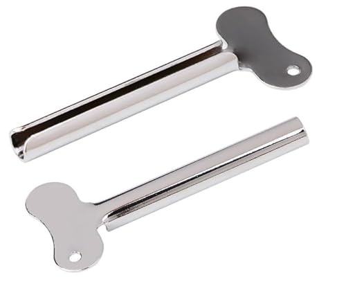 2Pcs Silver Stainless Steel Metal Tube Toothpaste Hair Color Dye Cosmetic Oil Paint Squeezer Used Repeatedly and Safety Easy to Use and Store,Bathroom Safety, Aids and Accessories