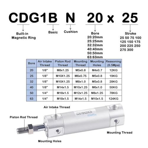 Cylindre de précision CDG1BN20/25x75 à haute résistance pour injecteuse - 5