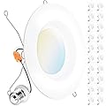 Sunco 6 Inch LED Can Lights, Retrofit Recessed Lighting, Smooth Trim, 965 LM, 13W (75W Equivalent), Selectable CCT 2700K/3000K/3500K/4000K/5000K, Dimmable, Damp Rated UL 20 Pack