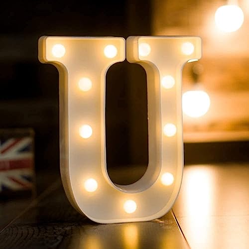 Image of Marquee U Alphabet Shaped LED Light Lamp for Decoration Decore Walls Hanging Birthday Party Wedding (U)