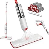 Masthome Bodenwischer mit Sprühfunktion, Sprühwischer mit 500ml Wassertank und 5 Mikrofaser Moppads,Wischer mit Sprühfunktion für Hartholzböden, Laminat, Holz, Fliesen - Senden 1 Schaber