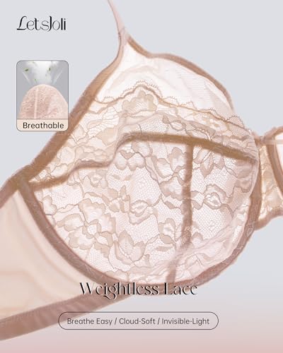 Image of LetsJoli Minimizer Bras for Women Full Coverage Lace Underwire Plus Size | Supportive Bras for Older Women, Unlined Cup, Cool Soft Comfort, Tshirt Everyday Bra, Sexy