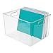mDesign Large Plastic Office Storage Organizer Container Bin with Handles - Basket for Cabinet, Cupboard, Desk, Closet, and Shelf Organization - Holds Notebook, Books - Ligne Collection, 2 Pack, Clear