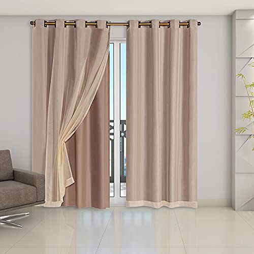 Cortina Blackout PVC com Tecido Voil 2,80 m x 2,30 m Avelã