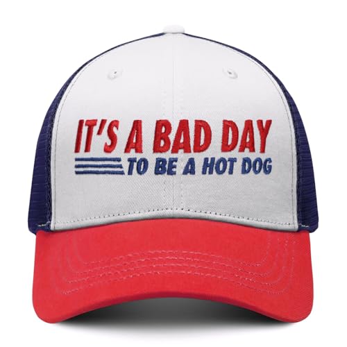 Funny Its A Bad Day to Be A Hot Dog Trucker Hat Classical Embroidered Baseball Cap for Men Women
