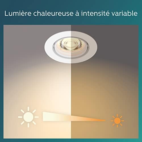 Philips LED Impala Recessed Spot Light 2200 - 2700K [Warm Glow Dimmable - White] for Indoor Lighting, Bedroom, Bathroom