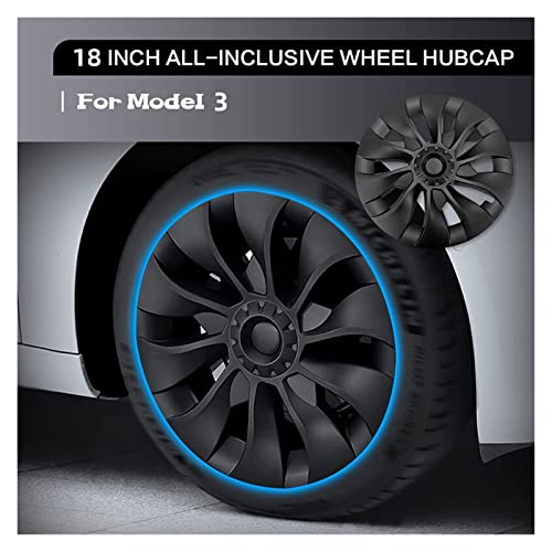 Konlee Tire Covers 18 Inch Compatible With Tesla Model 3 2018-2022 Hub Cap Performance Replacement Wheel Cap Automobile Wheel Hubcap Full Rim Cover Accessories Exterior Accessories (Color : Gun Grey) #TOP1