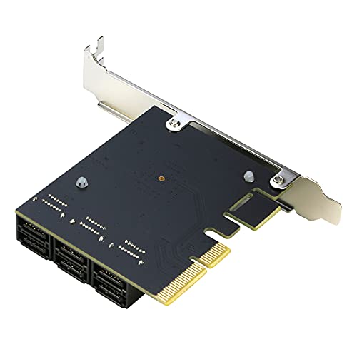 Pcie Sata Card [6 Ports], Riitop Pcie X4 To 6 Port Sata 3.0 6Gbps Expansion Controller Adapter #TOP4