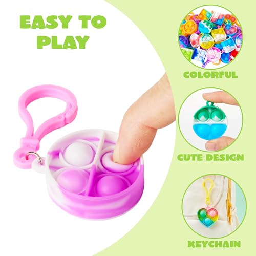 Image of JOYIN 30 Pcs Mix Pop Fidget Keychain, 30 Pack Pop Fidget Toys Bulk Party Favors for Kids, Halloween Goodie Bags Stuffers Back to Student Gifts Classroom Prizes Birthday Sensory Toys
