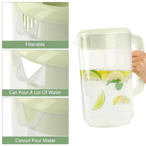 BPFY Clear Plastic Pitcher with Lid, 2 Pack Clear Water Pitcher for Cold Drinks, Iced Tea Pitcher for Lemonade, Iced Tea, Milk, Juice, Beverages (1 Gallon 4 Litre) by BPFY - Image 4