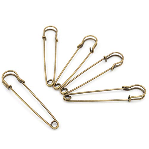Honbay 20PCS 3-Inch Heavy Duty Safety Pins Bronze